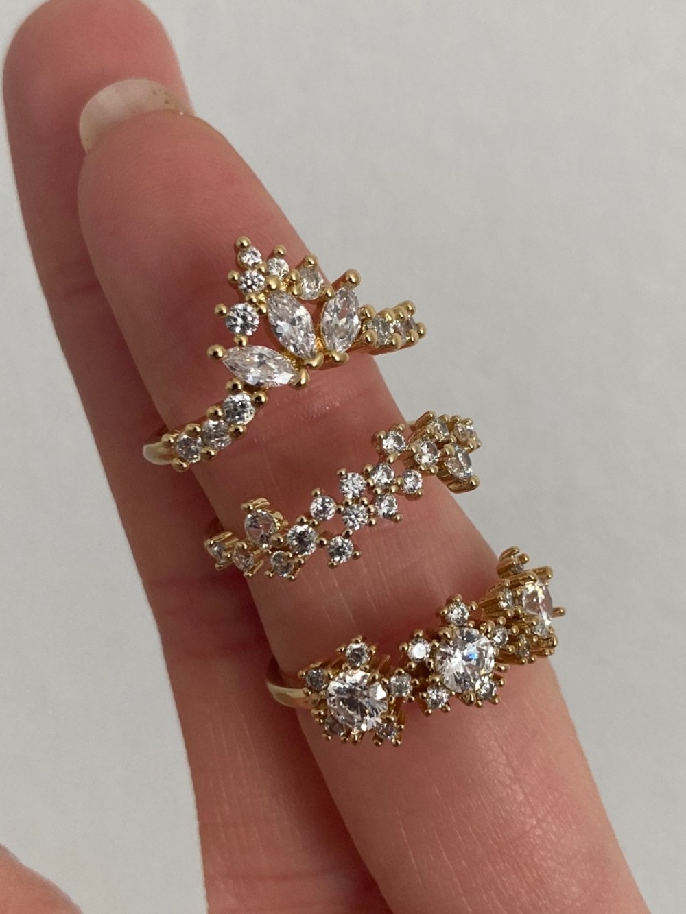 Vanessa Mooney SZ6 Ring SET Gold Stackable layering cocktail Rings Gold Set New